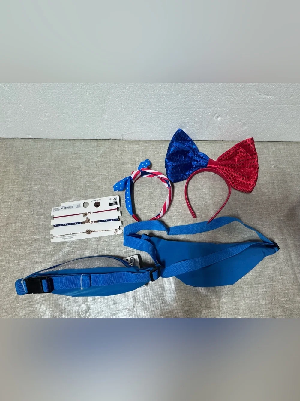 Celebrate It Blue Kids Fanny Packs/Trio Choker Set with Patriotic Headbands